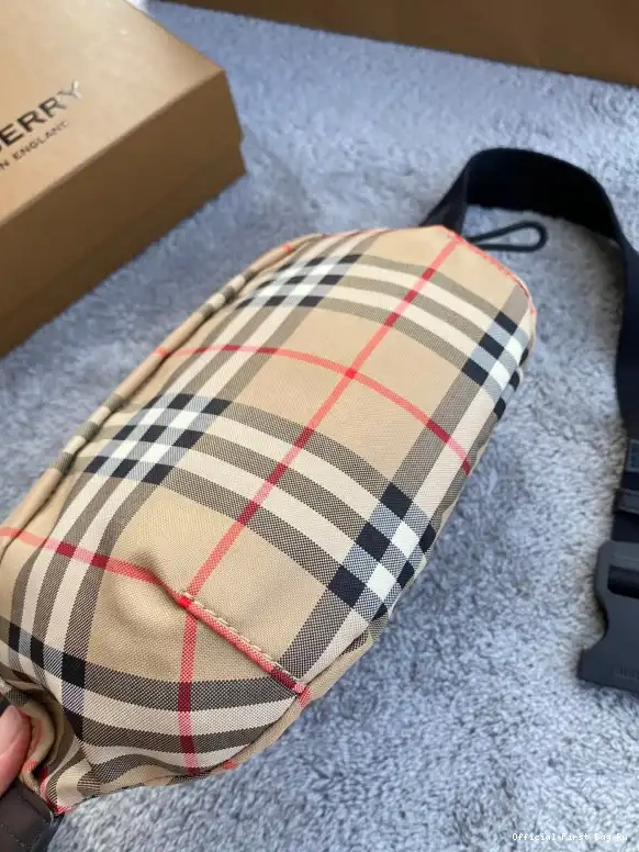 Official First Bag Ru Cotton Vintage BURBERRY Bum Medium Check Bonded Bag 0607